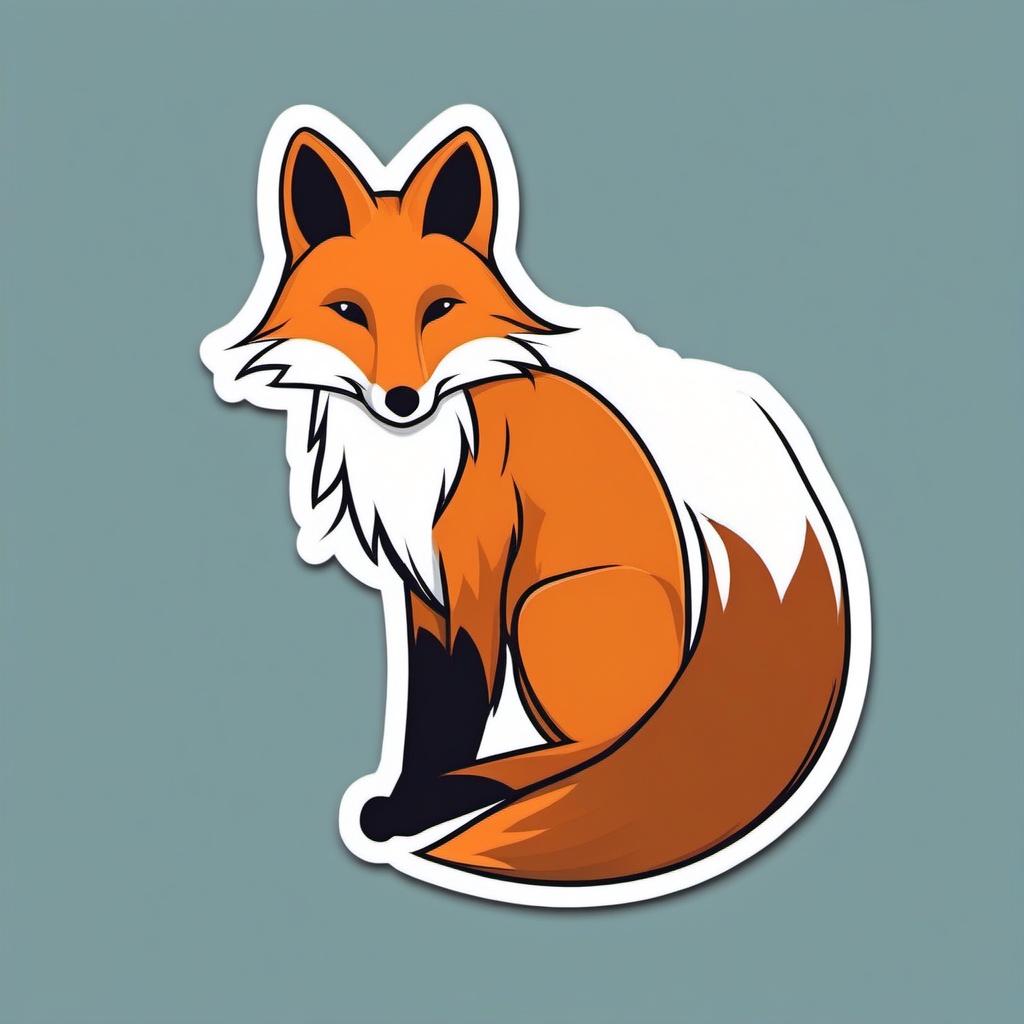 Fox Sticker - A clever fox with a bushy tail. ,vector color sticker art,minimal