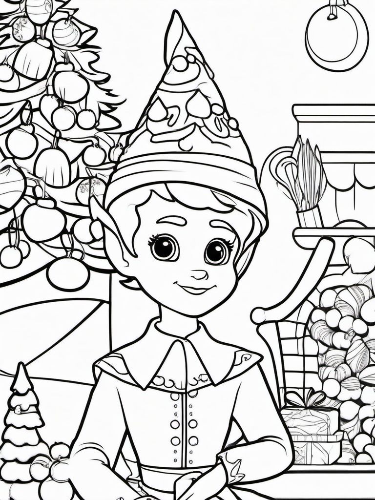 Elf On The Shelf Coloring Printables  outling,coloring pages,black and whit