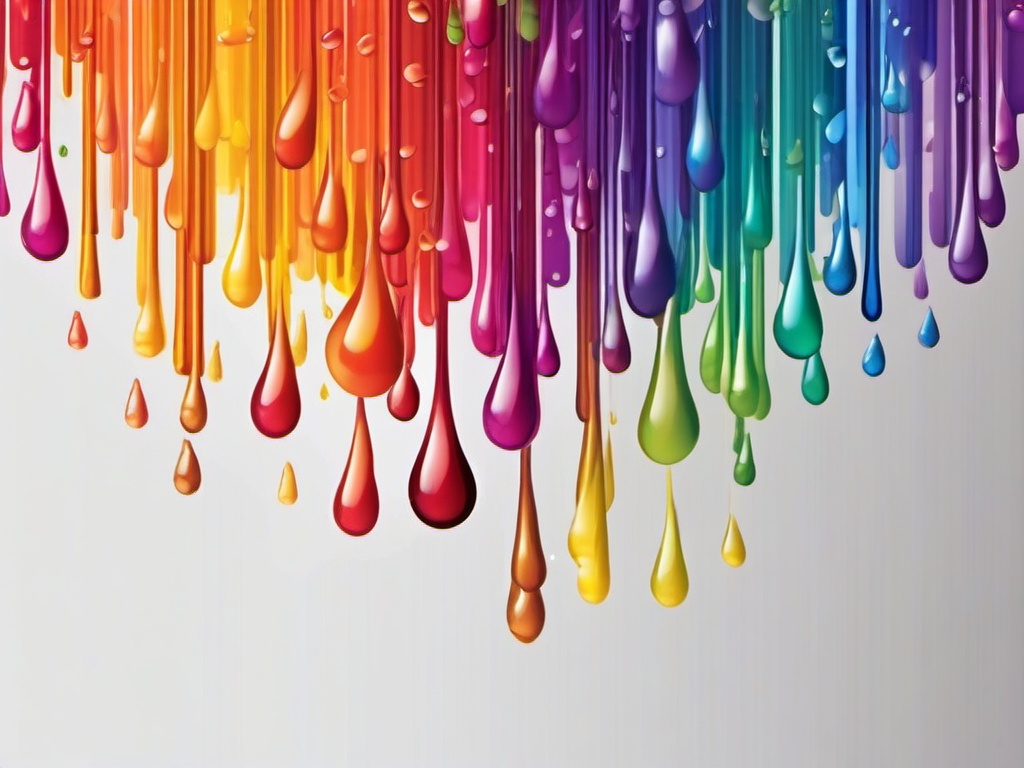 Rainbow Drops Sticker - Drops of color forming a vibrant rainbow, ,vector color sticker art,minimal