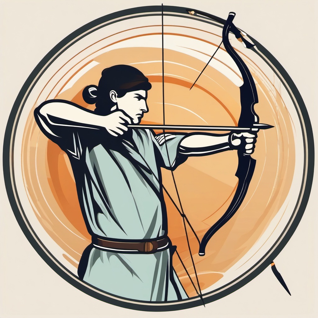 Archery Archer Aiming Clipart - An archer aiming for a shot.  color vector clipart, minimal style