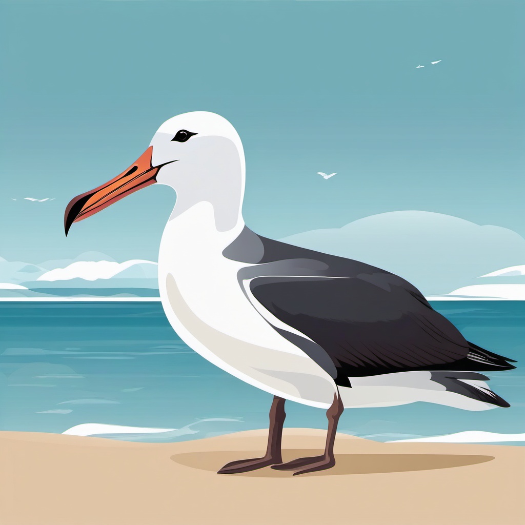 Albatross clipart - Oceanic bird known for its long-distance flight, ,color clipart vector style