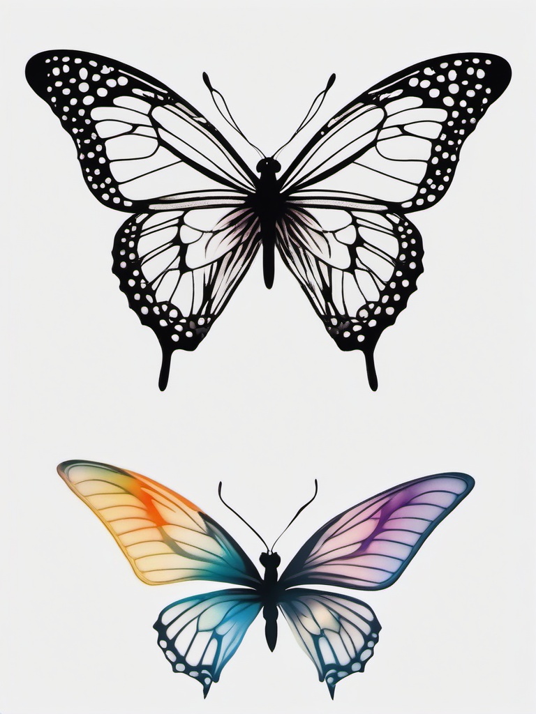 butterfly tattoo transparent  simple color tattoo, minimal, white background