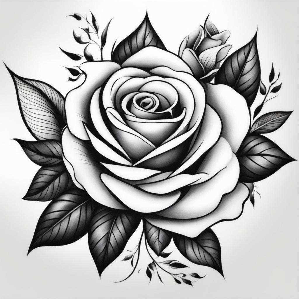 Rose thigh tattoo, Elegant and artistic tattoos designed for the thigh. , color tattoo design, clean white background