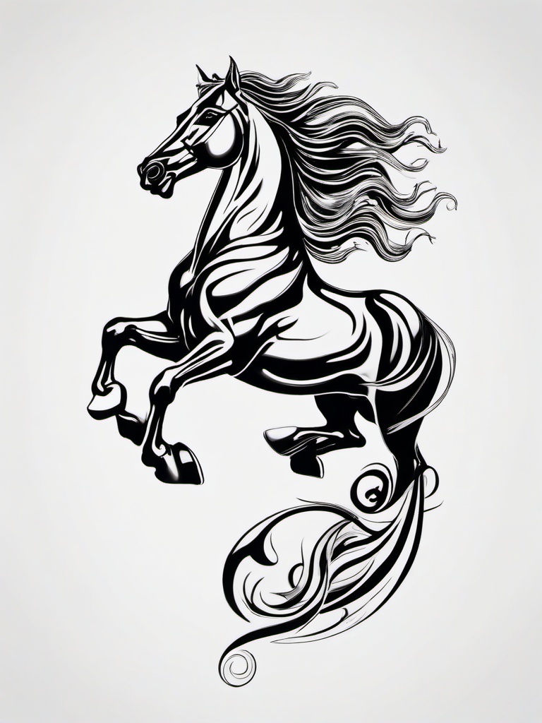 poseidon horse tattoo  simple tattoo,minimalist,white background