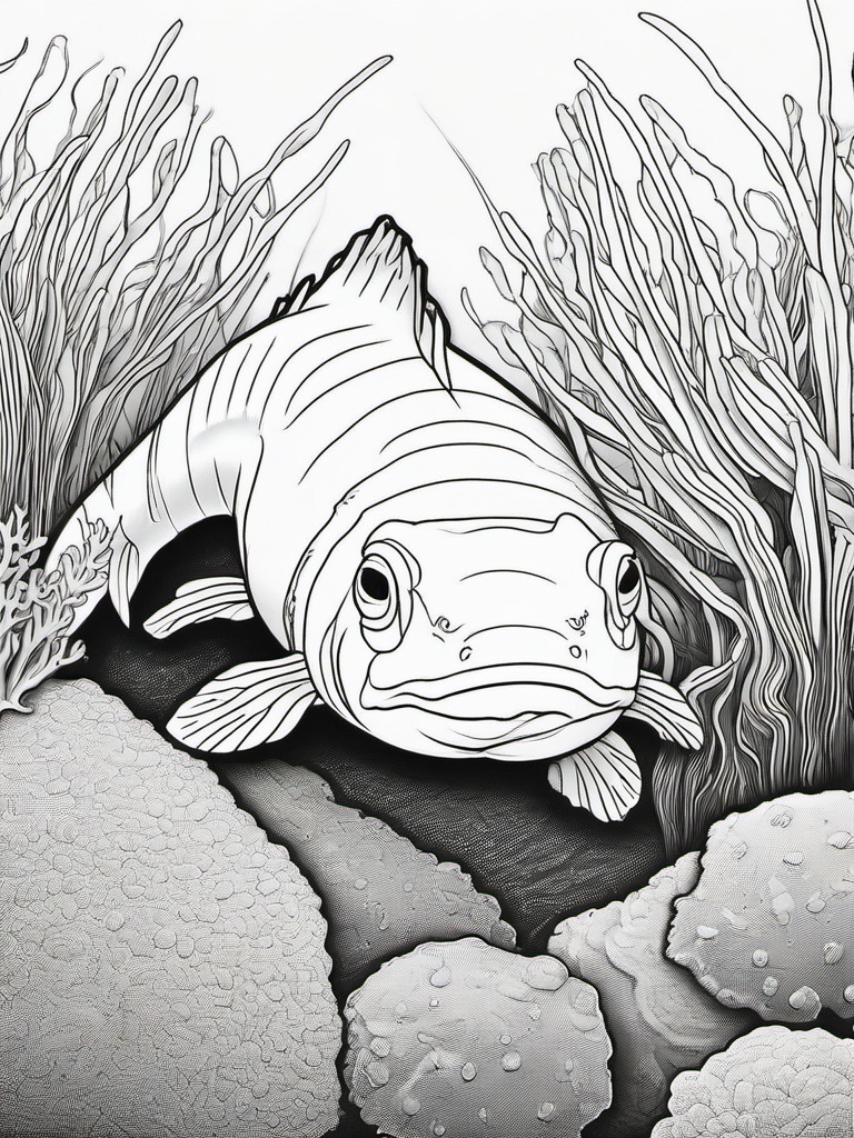 Axolotl Coloring Pages - Axolotl exploring a coral reef  simple coloring pages