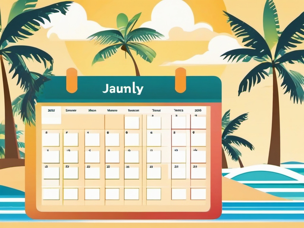 Calendar clipart - calendar showing a summer vacation  color,minimalist,vector clipart