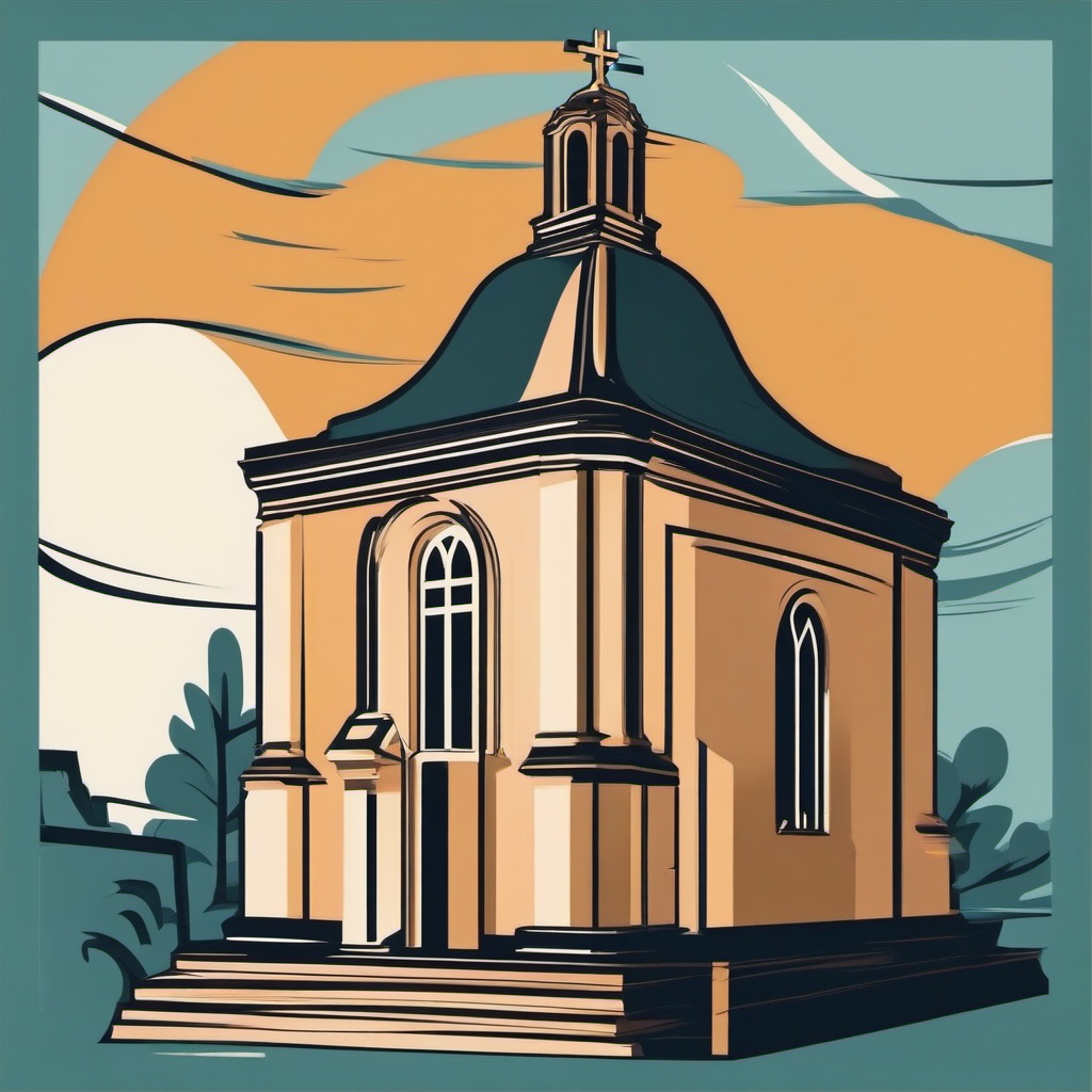 Church clipart - church bell tower ringing on a Sunday  color,minimalist,vector clipart