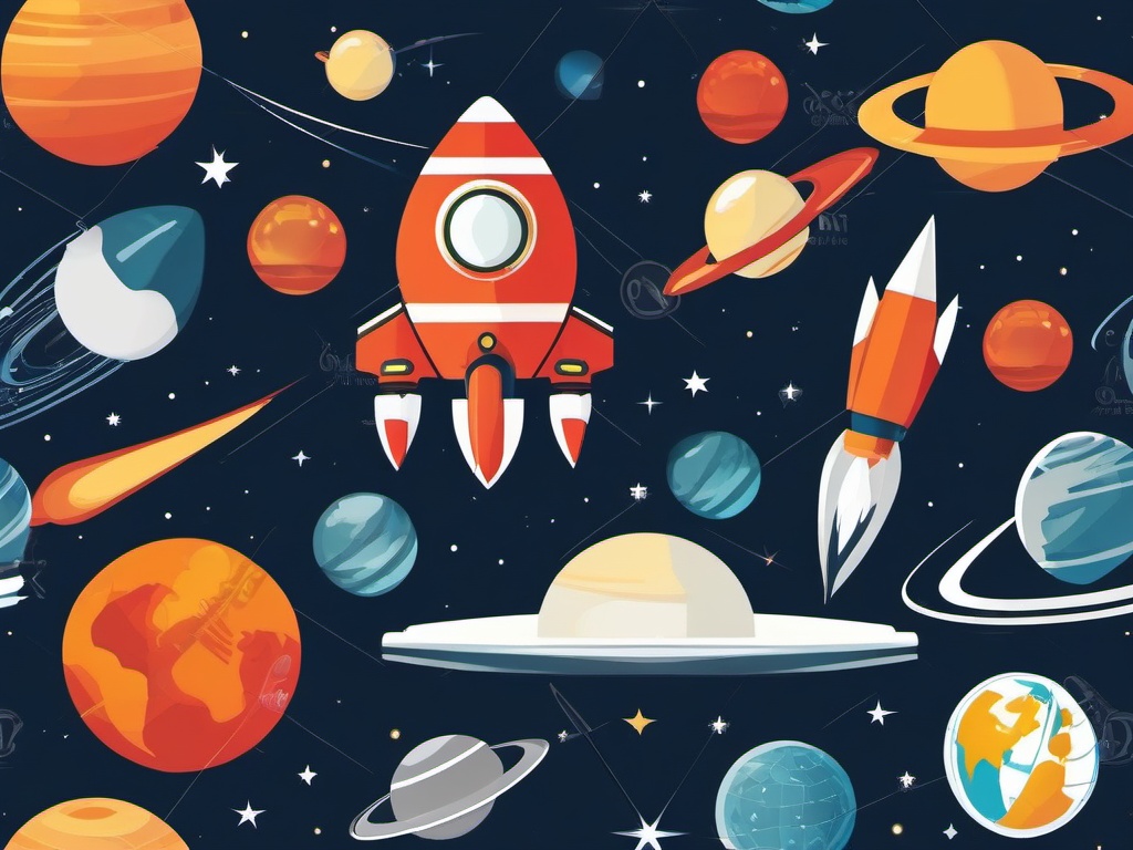 Space Exploration clipart - Space exploration and space technology, ,vector color clipart,minimal