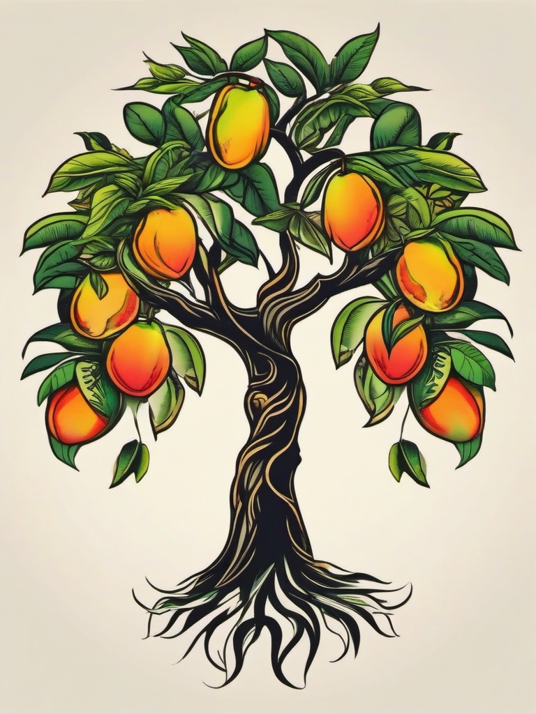 mango tree tattoo  simple vector color tattoo