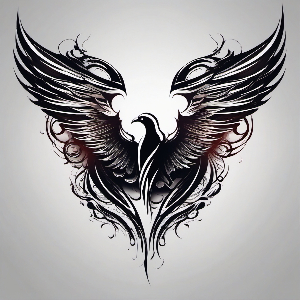 Dark wings unfurl, leaving a deathly flight mark in the tattoo.  simple color tattoo style