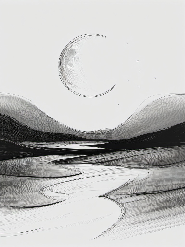 sketch of a moon  minimal rough sketch scribbles,doodles,black and white