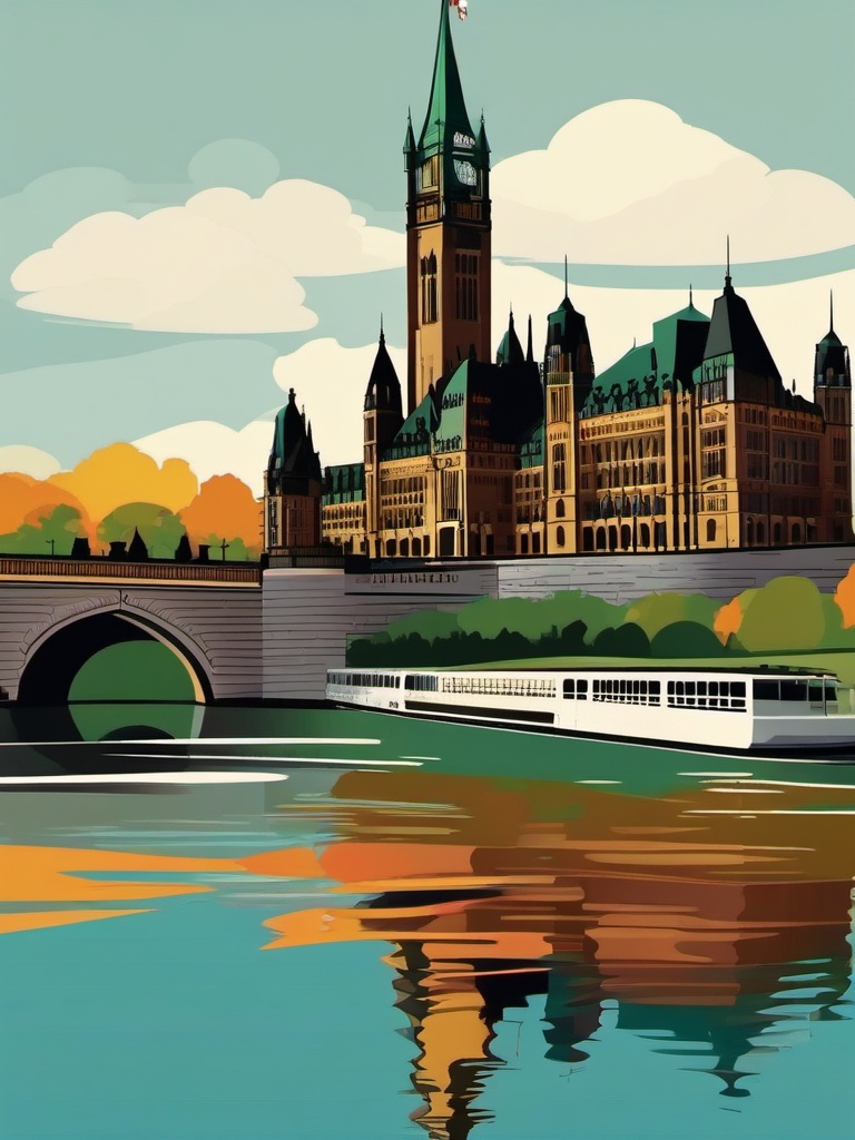 Ottawa clipart - Parliament Hill and Ottawa River, ,color clipart vector style