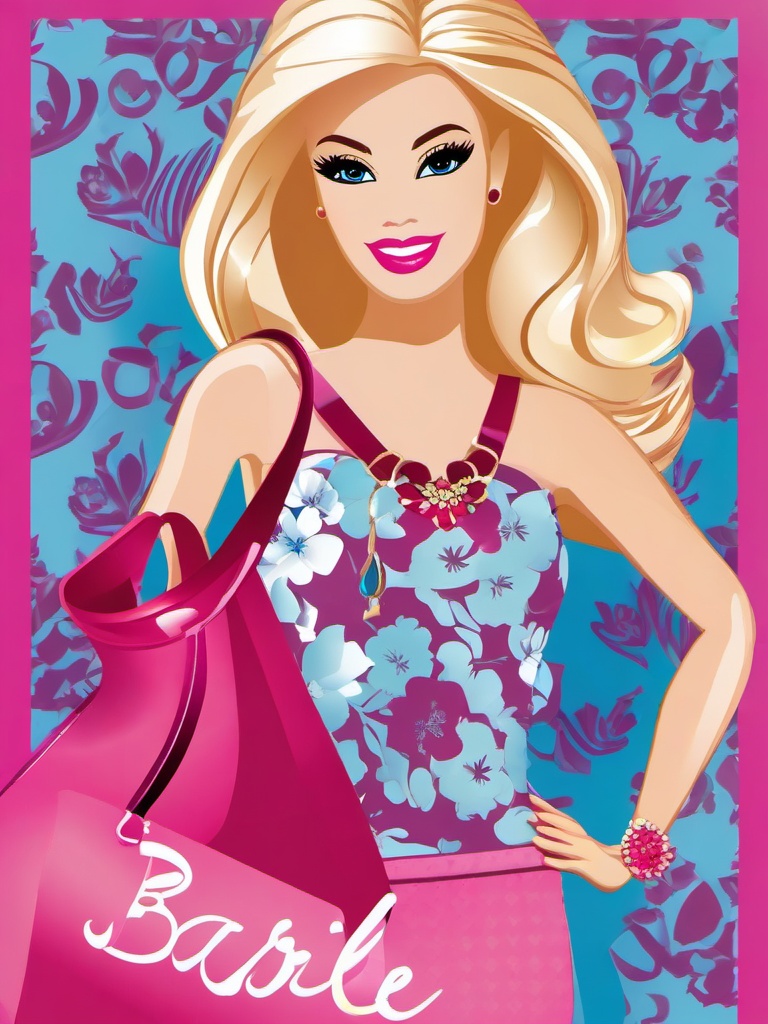 Barbie clipart - Barbie with a stylish handbag  clipart