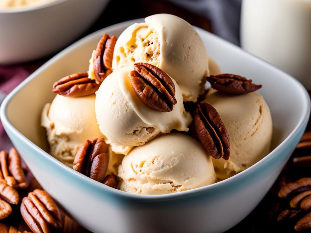 butter pecan ice cream with buttery pecans and a creamy base. 