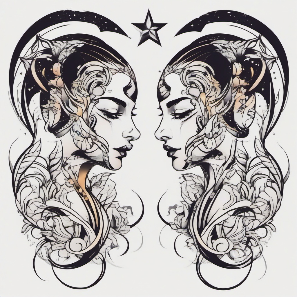 gemini tattoo twins  simple vector color tattoo