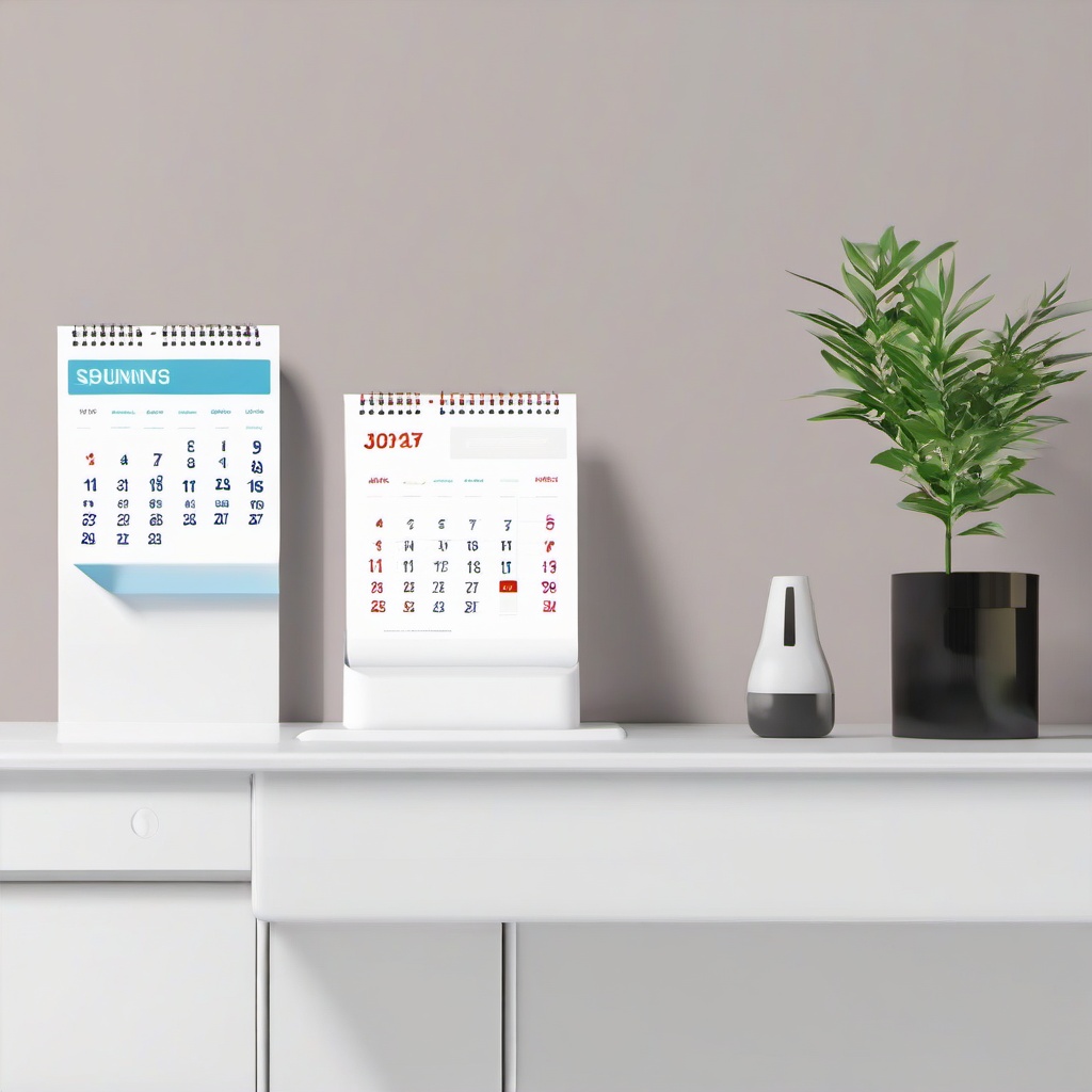 Calendar clipart - desk calendar in a professional setting  color,minimalist,vector clipart