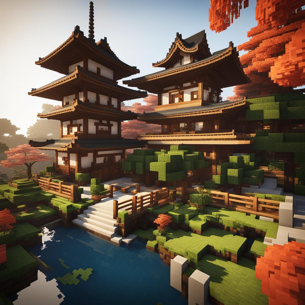 japanese-style pagoda surrounded by tranquil gardens - minecraft house ideas minecraft block style