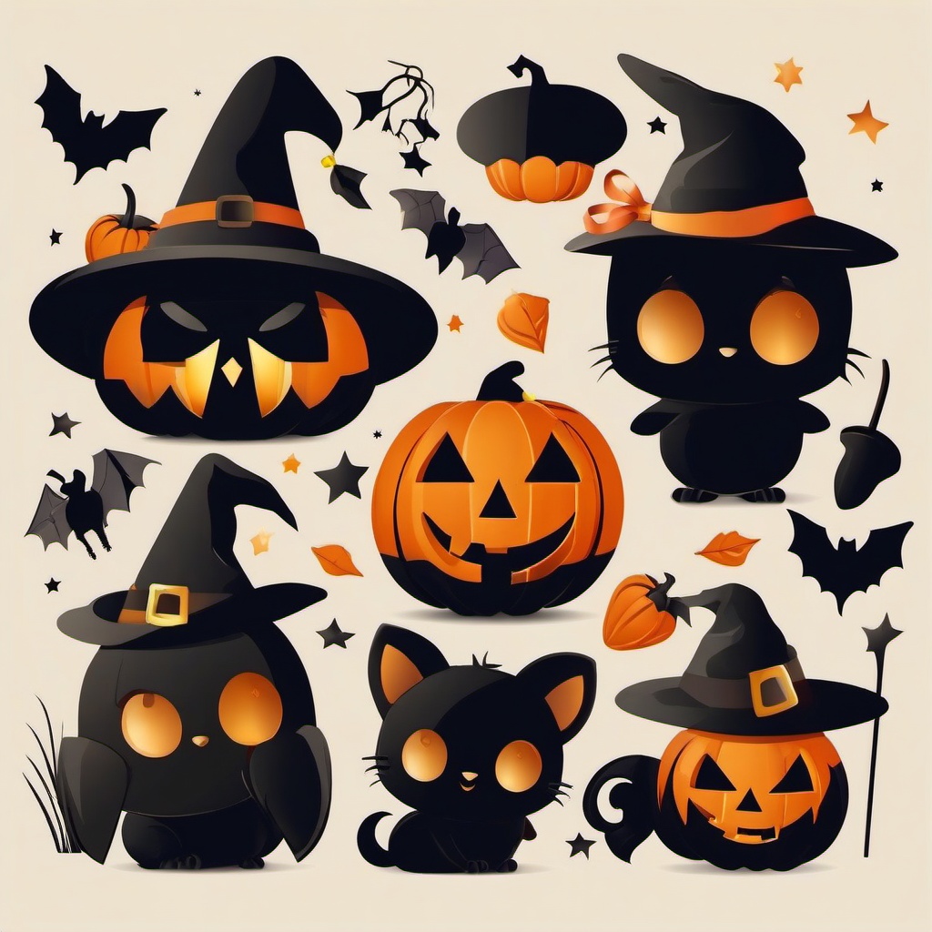 Trick-or-Treating Adventure clipart - Adventure on Halloween night, ,vector color clipart,minimal