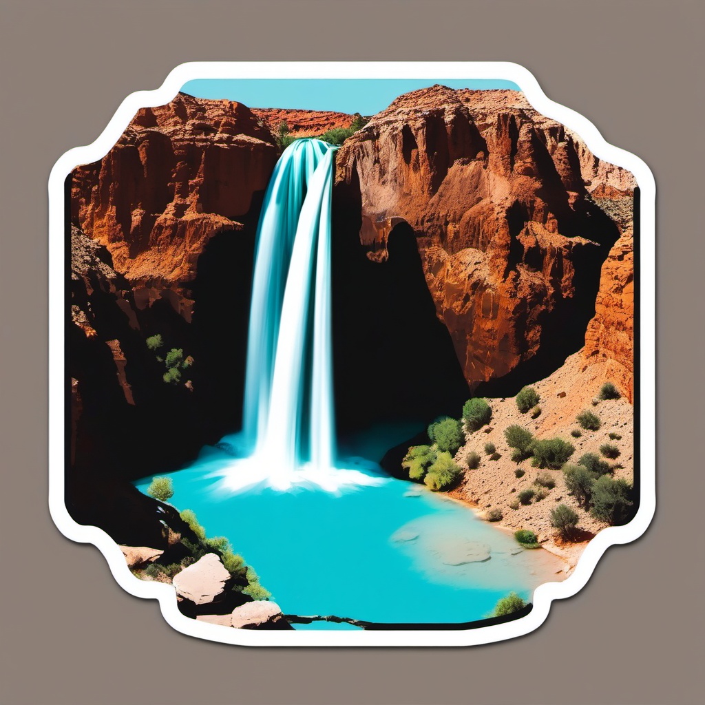 Havasu Falls sticker- Stunning turquoise waterfall in the Grand Canyon, , sticker vector art, minimalist design