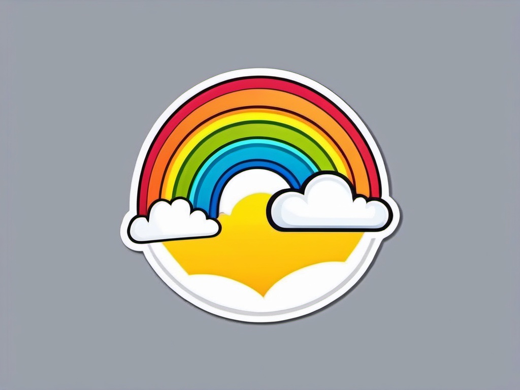 Rainbow Sticker - Bright and cheerful rainbow, ,vector color sticker art,minimal