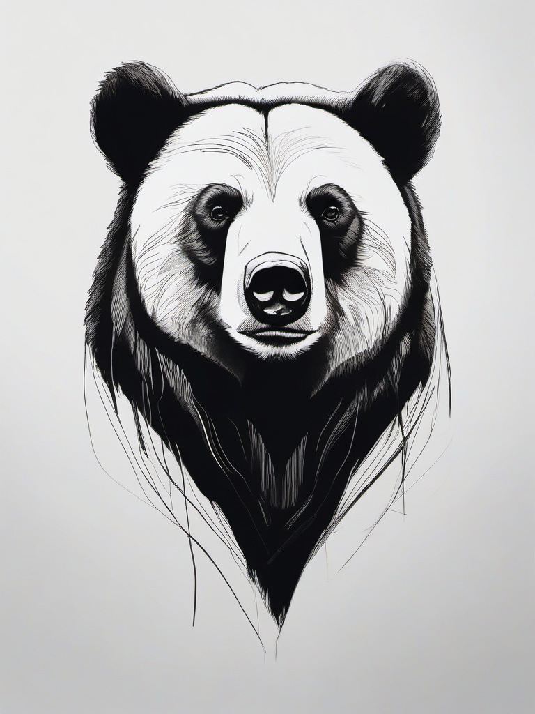 drawing of a black bear  minimal rough sketch scribbles,doodles,black and white