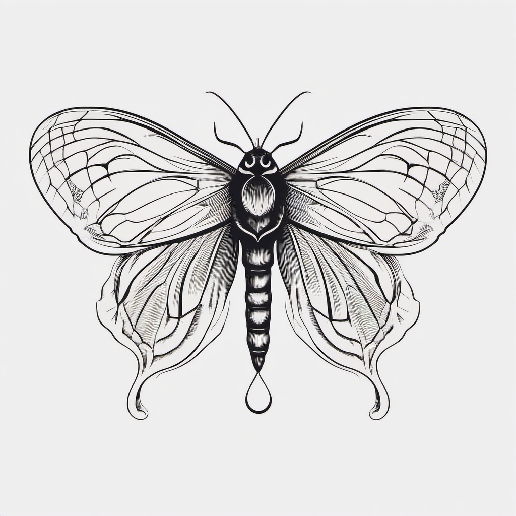 Black Luna Moth Tattoo - Tattoo featuring a black luna moth.  simple vector tattoo,minimalist,white background