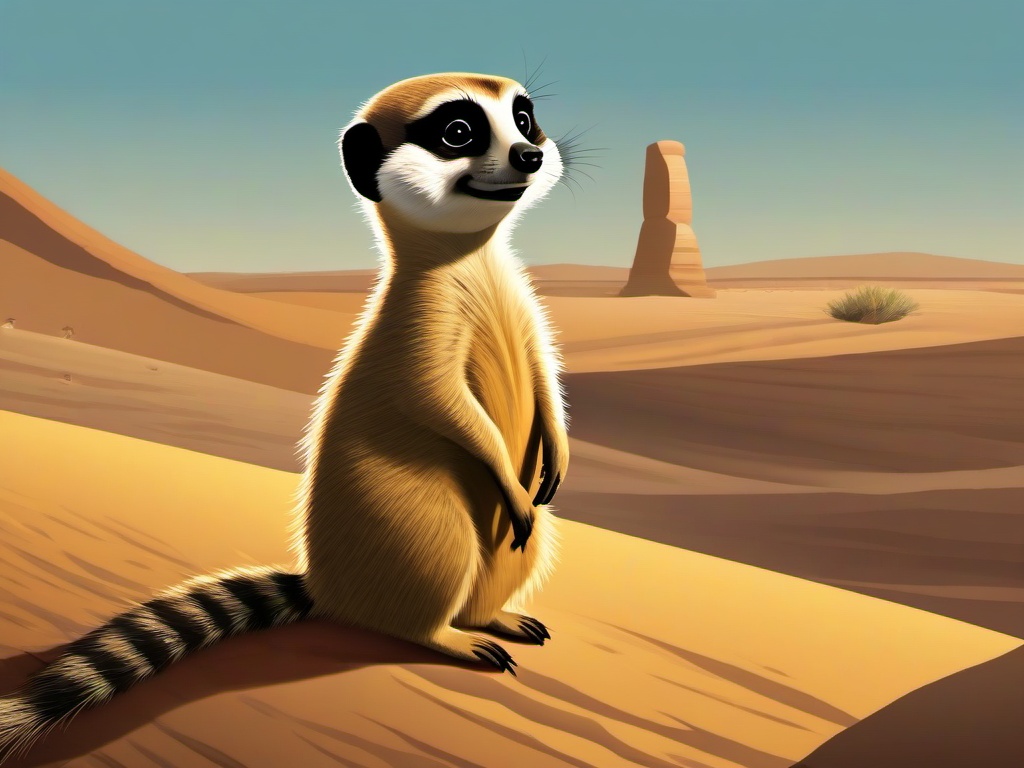 Meerkat cartoon - social, burrowing animal that stands upright  