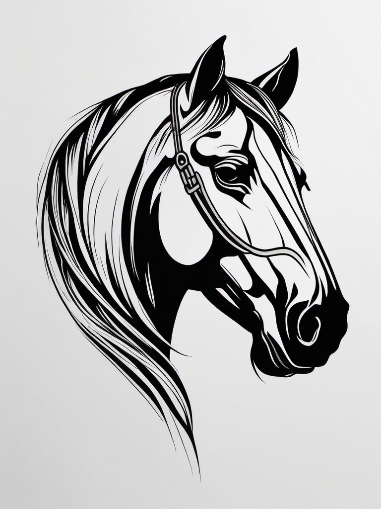 traditional horse head tattoo  simple tattoo,minimalist,white background