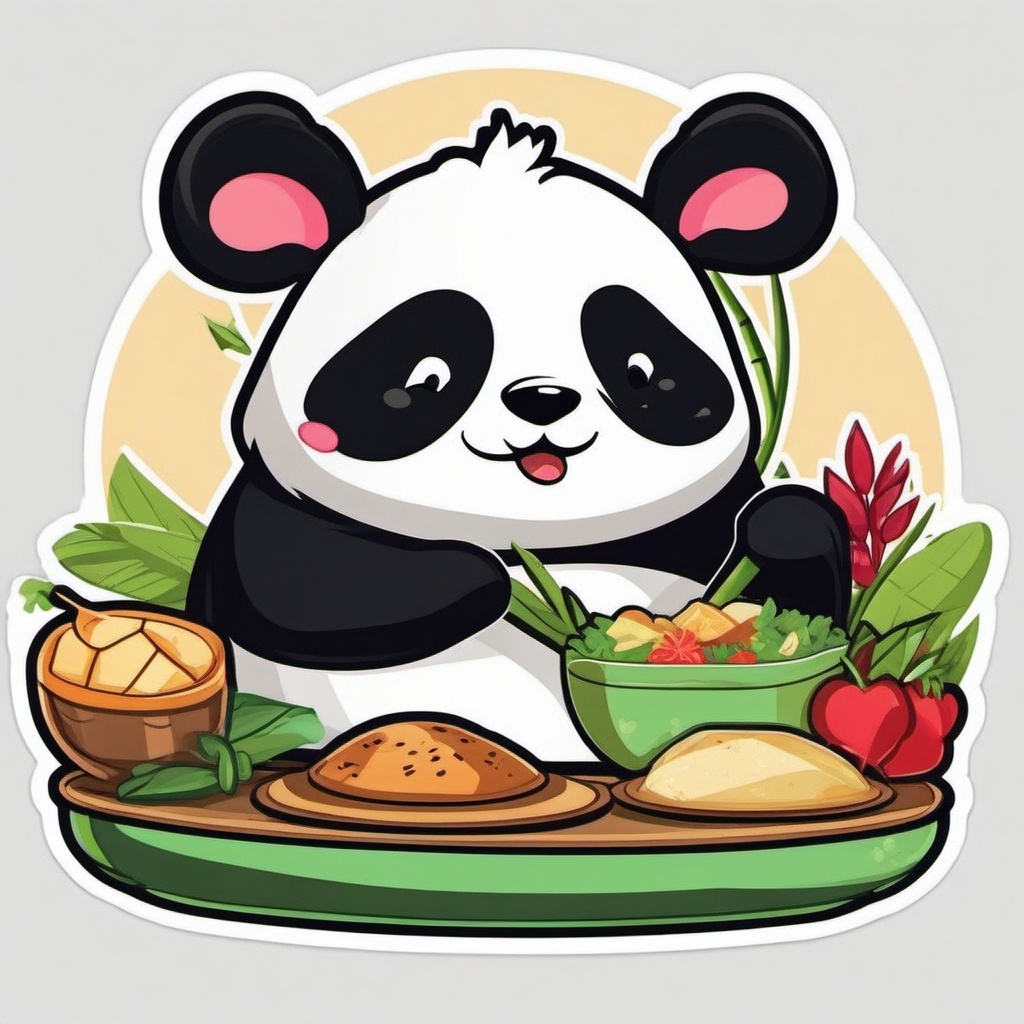 Chubby Panda sticker- Bamboo Buffet Bloopers, , sticker vector art, minimalist design