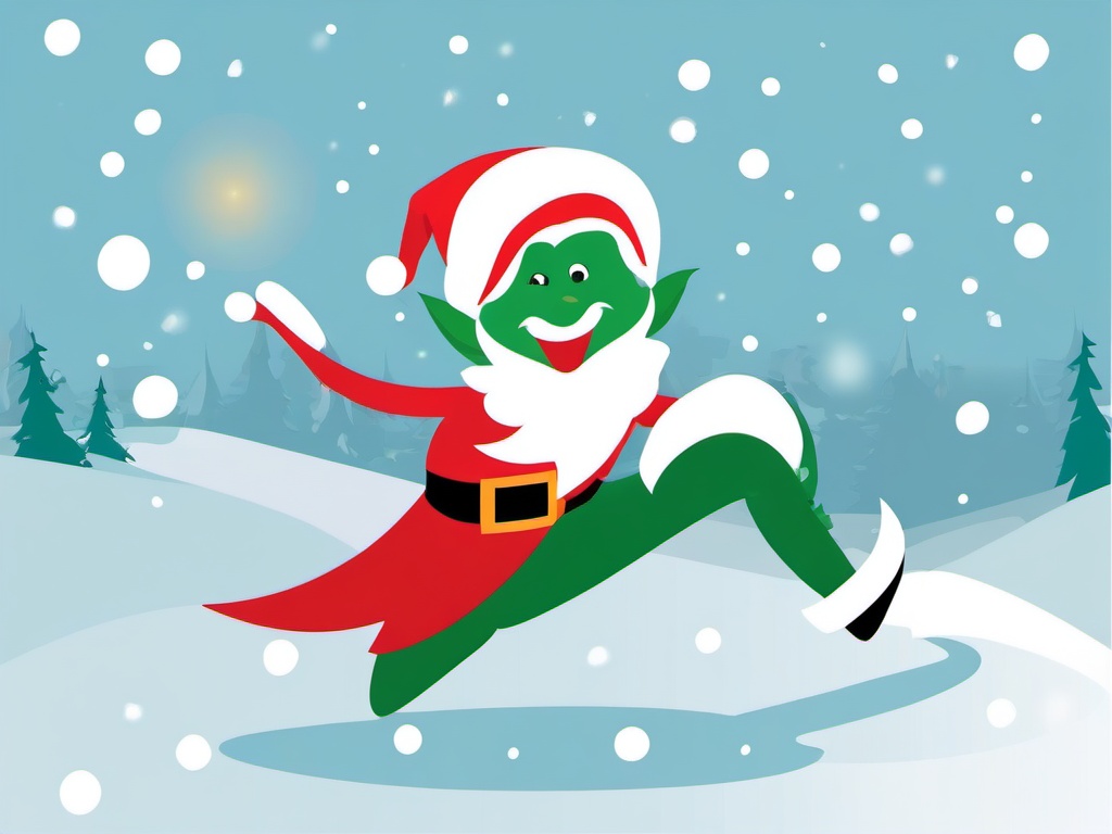 Elf clipart - elf dancing in the snow  color,minimalist,vector clipart