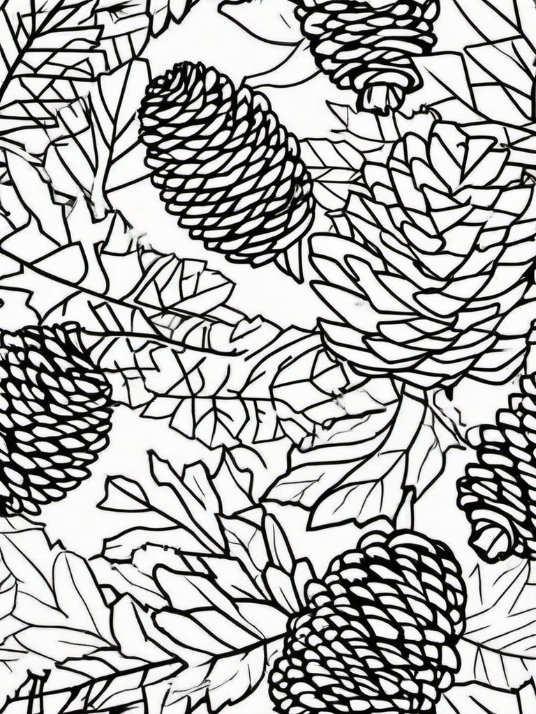 Falling Pinecones Coloring Pages - Nature’s Gifts Dropping from Trees  minimal black outline printable sheet, coloring page