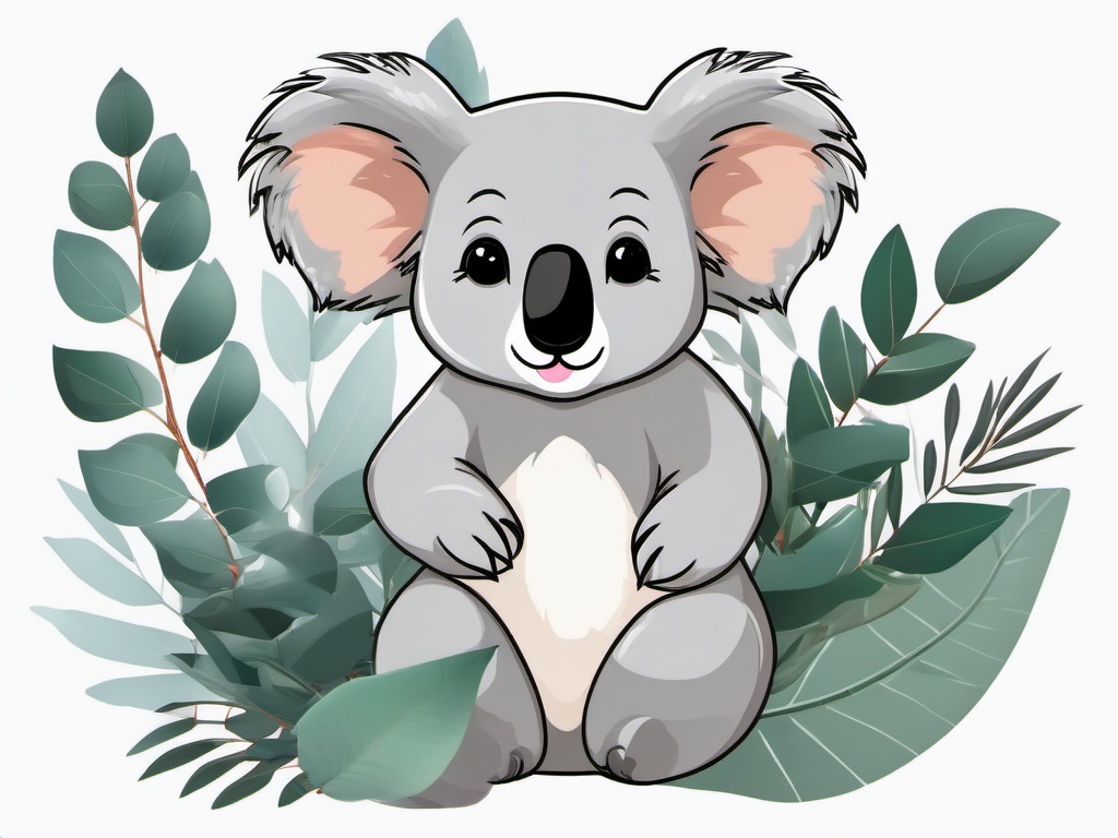 Cute Koala in a Eucalyptus Paradise  clipart, simple