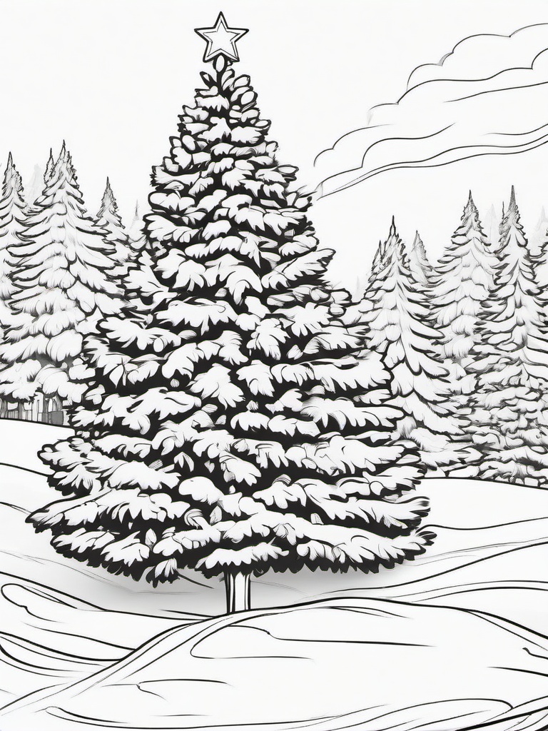 Christmas Coloring Tree  outling,coloring pages,black and whit