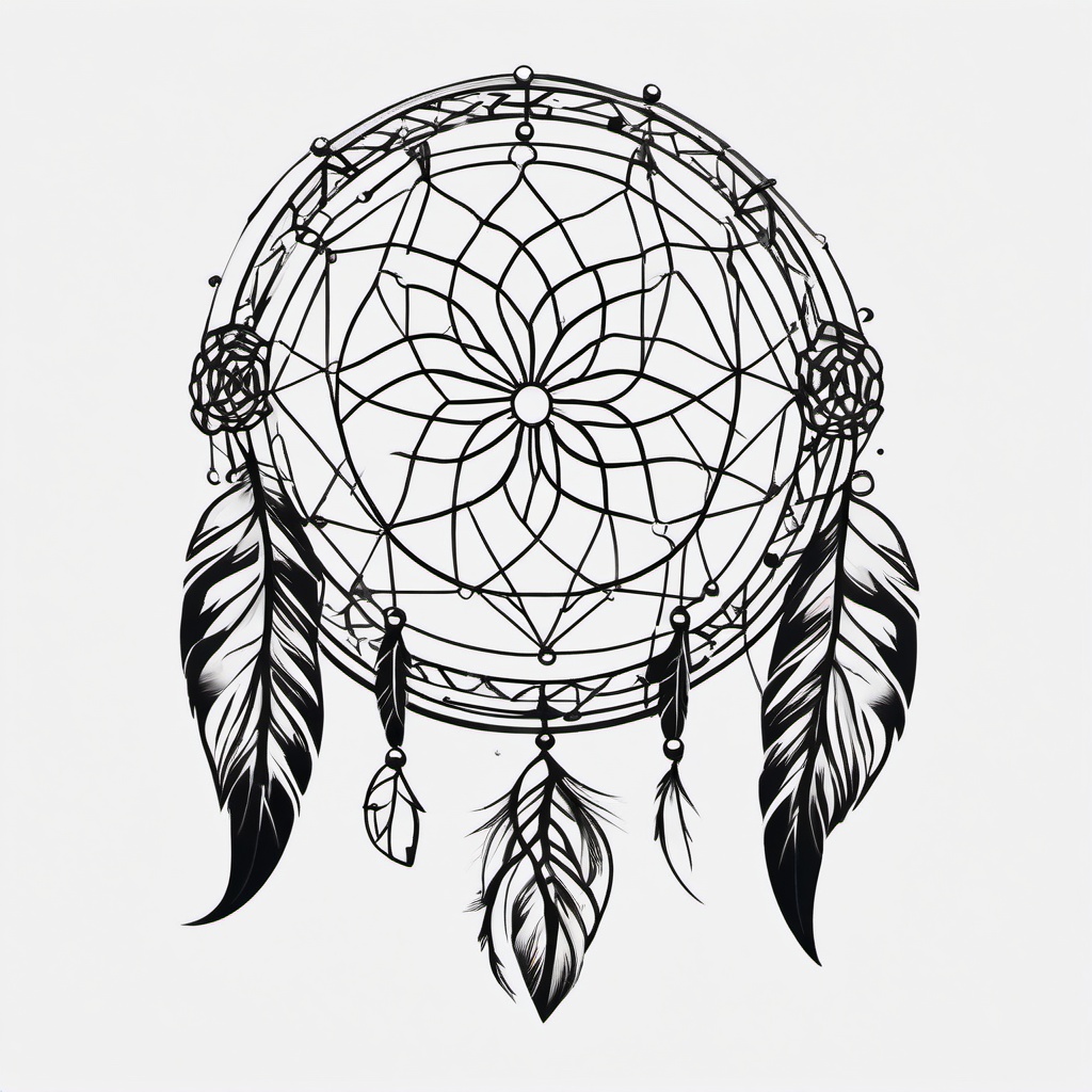 Dream Catcher Design Tattoo - Artistic designs featuring dream catchers.  simple vector tattoo,minimalist,white background