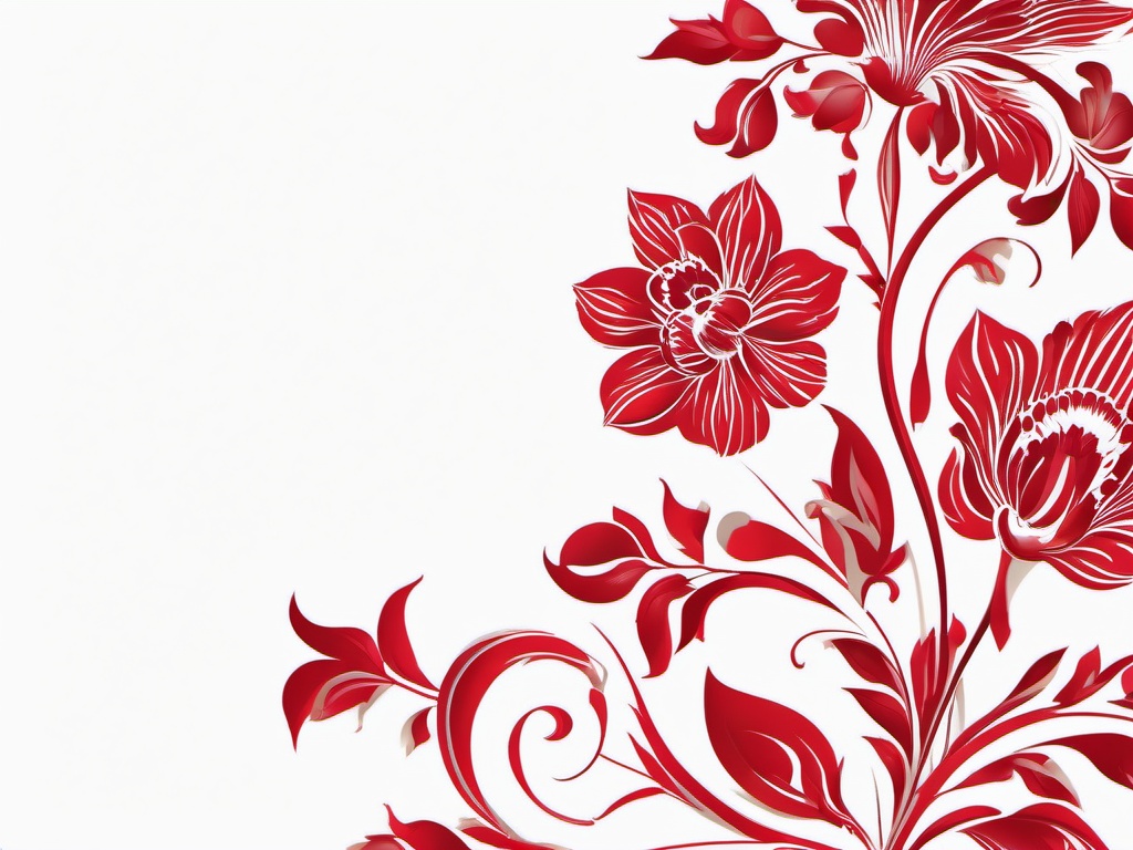 White & Red Background-White background with red floral borders for a romantic look  background wallpaper