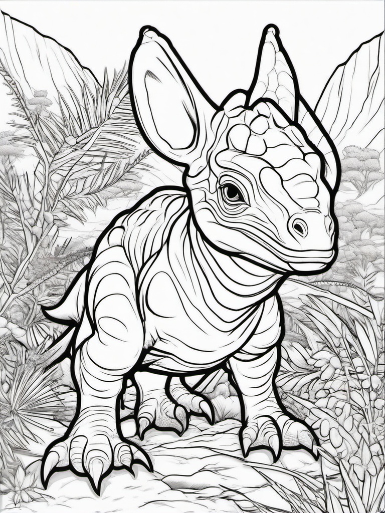 Protoceratops Coloring Pages - Small Horned Dinosaur  black outline printable coloring page