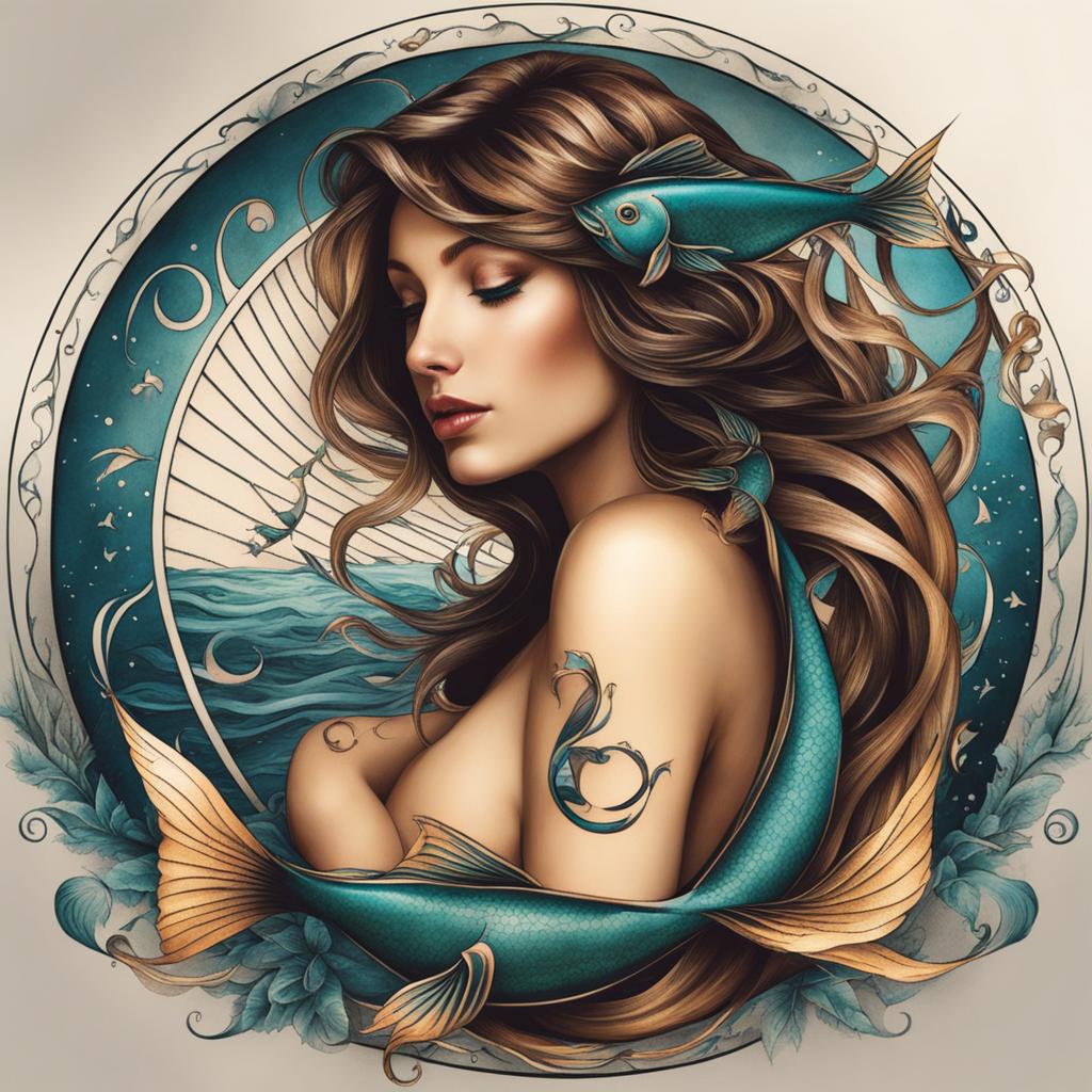 pisces tattoo, celebrating the imaginative and compassionate qualities of the zodiac sign. 