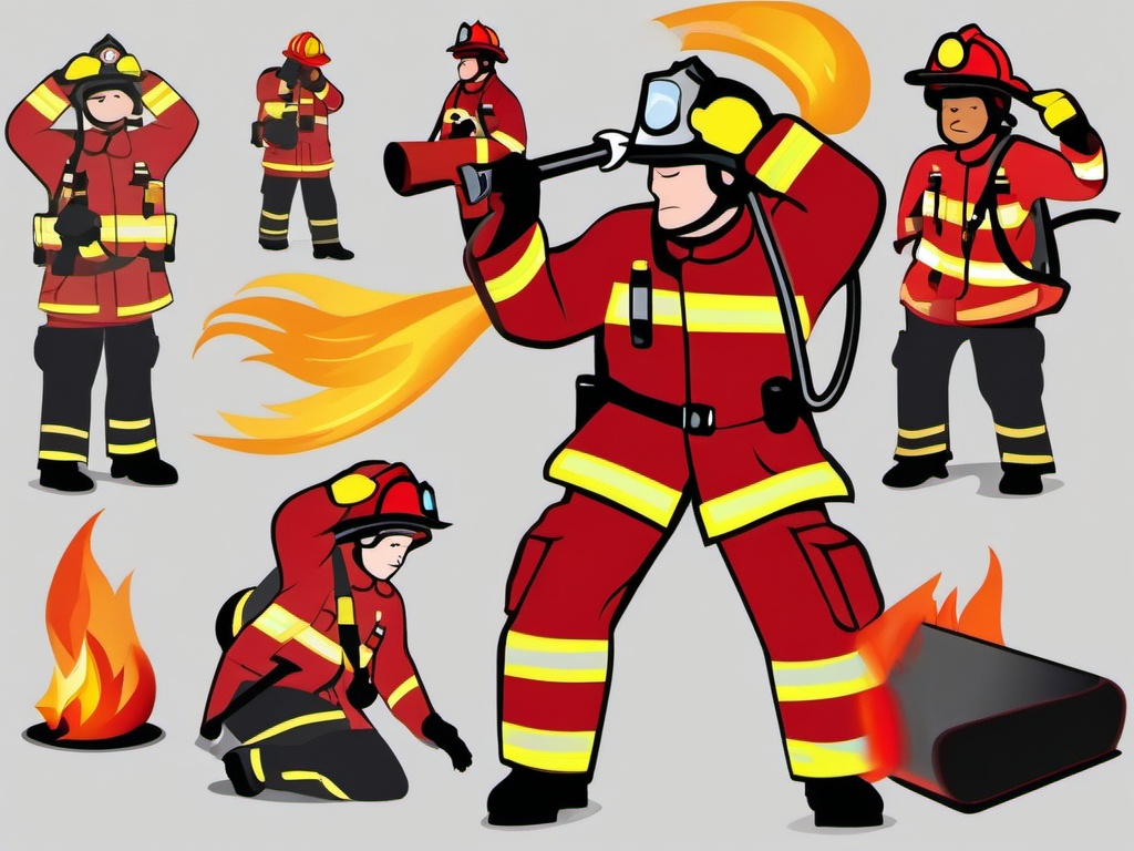 Fire Fighter clipart - firefighter training drill  vector clipart