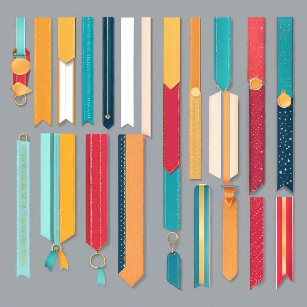 Bookmark Ribbon Clipart - Bookmark ribbon for marking pages,  color vector clipart, minimal style