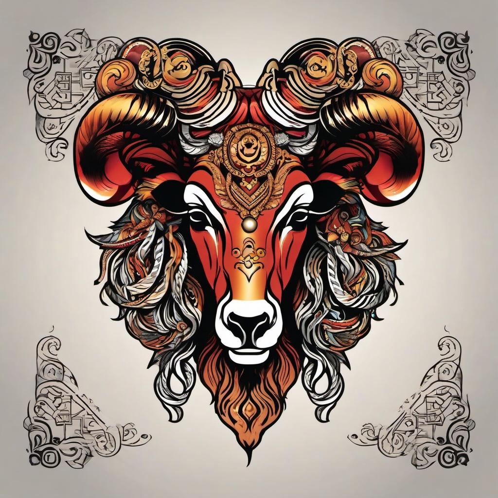 aries god tattoo  simple vector color tattoo