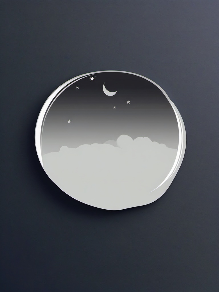 Moon sticker- Silver and serene, , sticker vector art, minimalist design