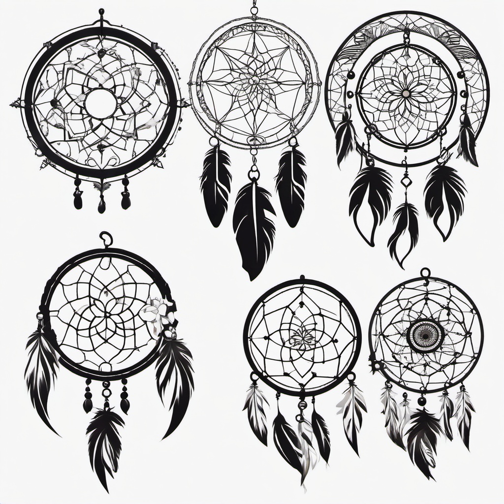 Beautiful Dream Catcher Tattoos - Various beautiful dream catcher tattoo designs.  simple vector tattoo,minimalist,white background