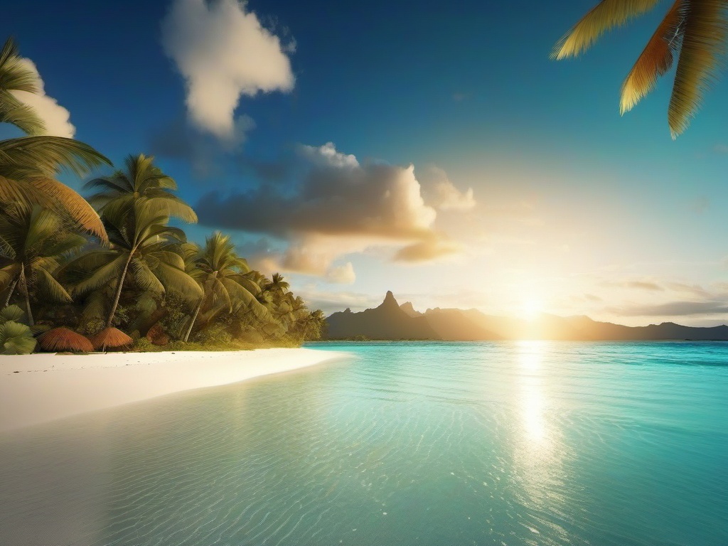 Beach Background - Bora Bora's Pristine Sandy Shore  , splash art wallpaper, dull colors