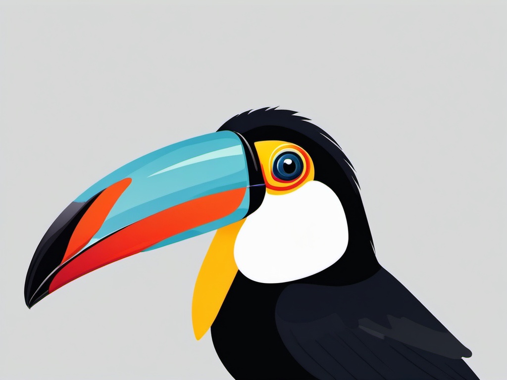 Toucan cartoon  minimal, white background