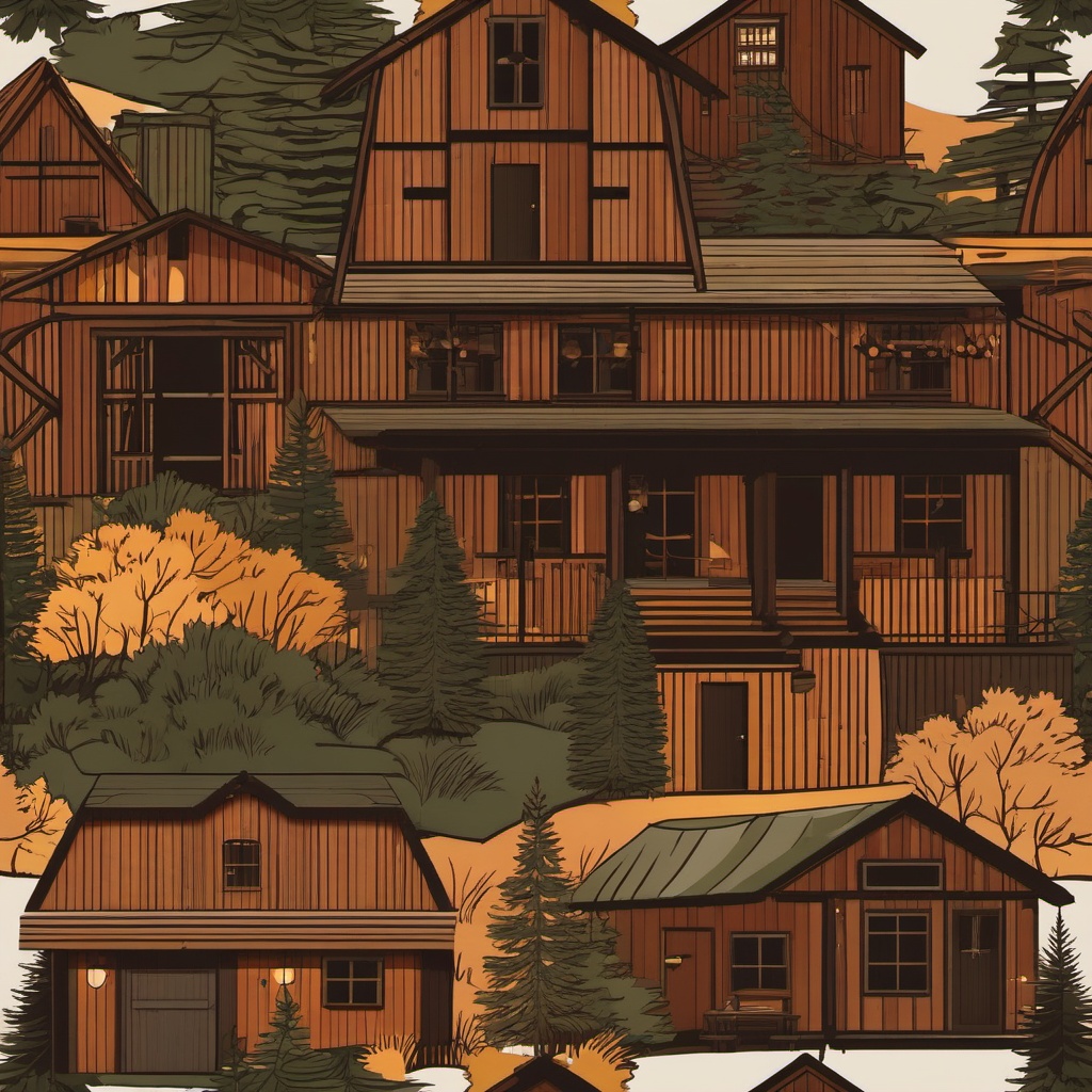 Rustic Cabin clipart - Cozy cabin in the woods, ,vector color clipart,minimal