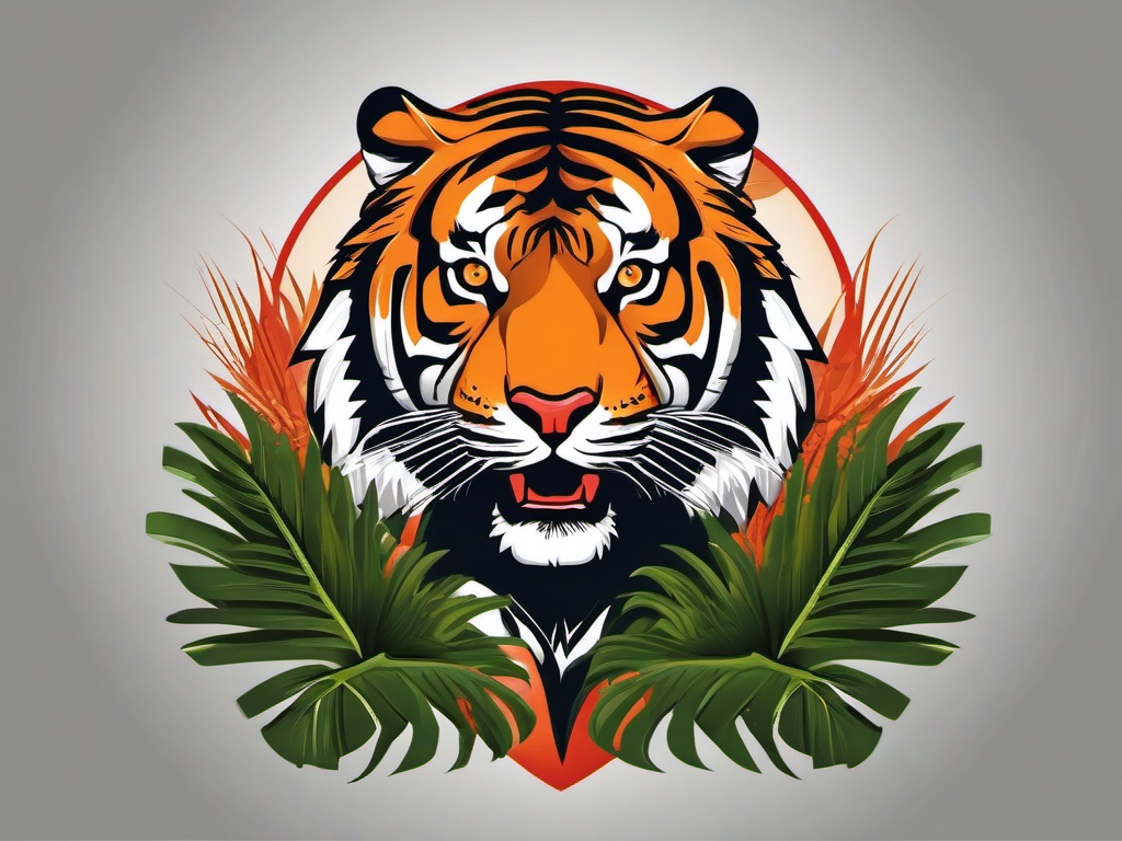 Tiger Clipart in a Jungle,Ferocious tiger in the heart of the jungle, a symbol of power and protection. 