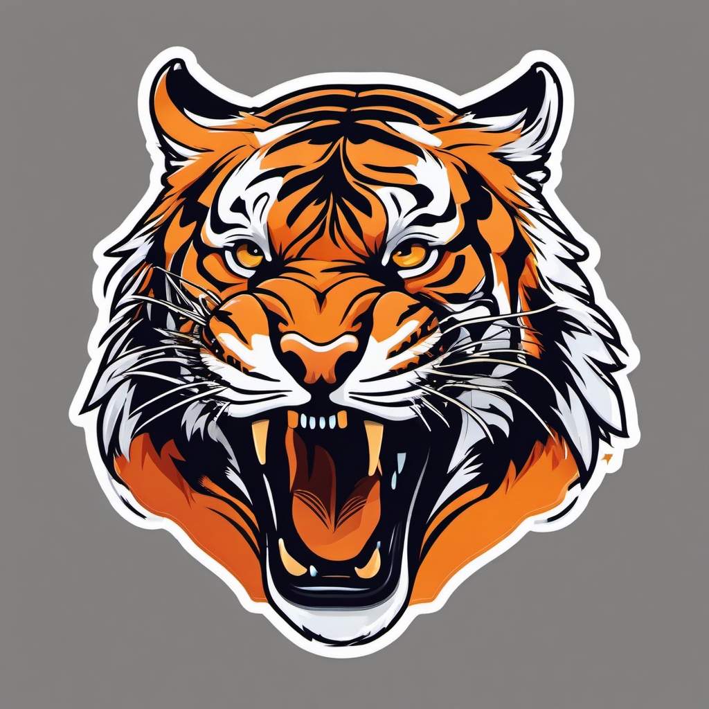 Tiger Sticker - A fierce tiger with bold stripes. ,vector color sticker art,minimal