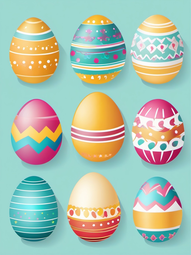 Easter Eggs clipart - Decorated Easter eggs in a basket, ,vector color clipart,minimal