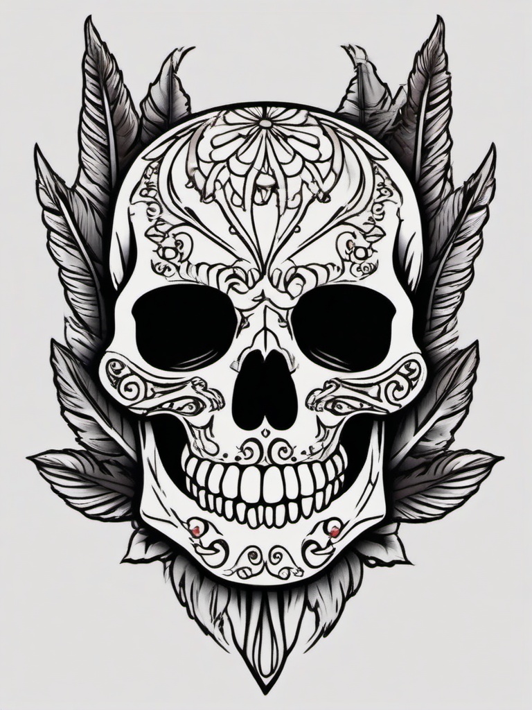 small skeleton tattoo  simple vector color tattoo