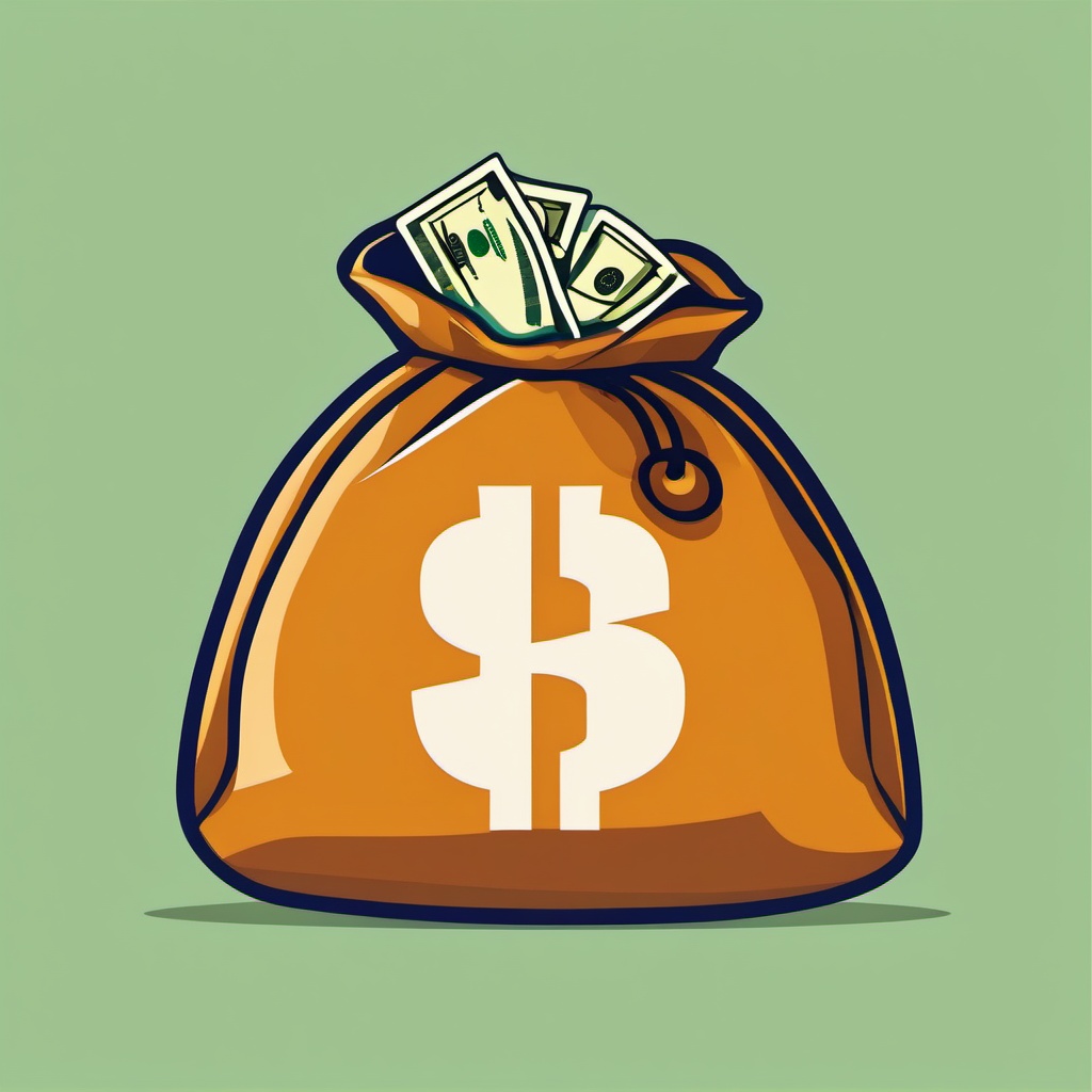 Money Bag Clipart - Money bag for financial and banking apps,  color vector clipart, minimal style